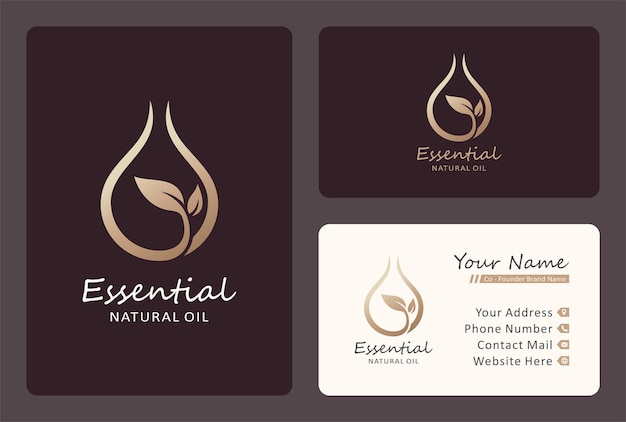 Vector oil drop leaves logo design, natural oil symbol.