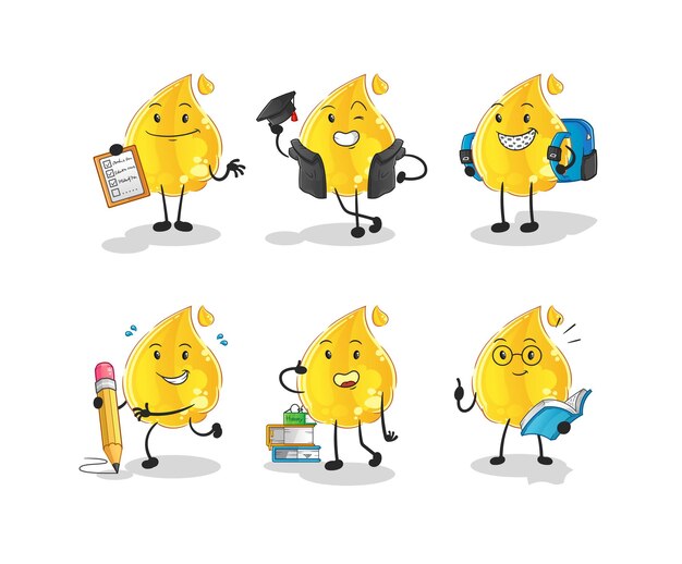 Oil education set character. cartoon mascot vector