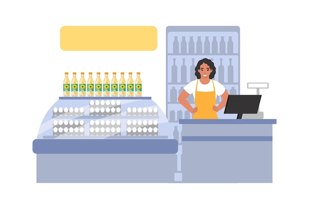 Магазин масличных культур. Супермаркет, продуктовый магазин, продовольственный рынок фермы, розничный магазин, векторные иллюстрации.
