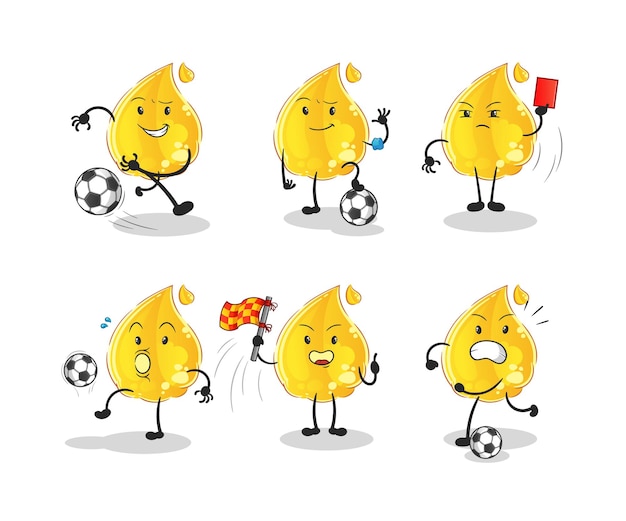 Нефтяной футбольный групповой персонаж. мультфильм талисман вектор