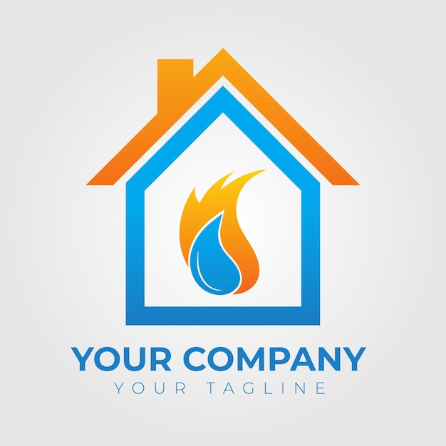 石油とガスの家のロゴのデザイン テンプレート