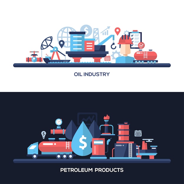 Vector oil and gas industry website and protection header