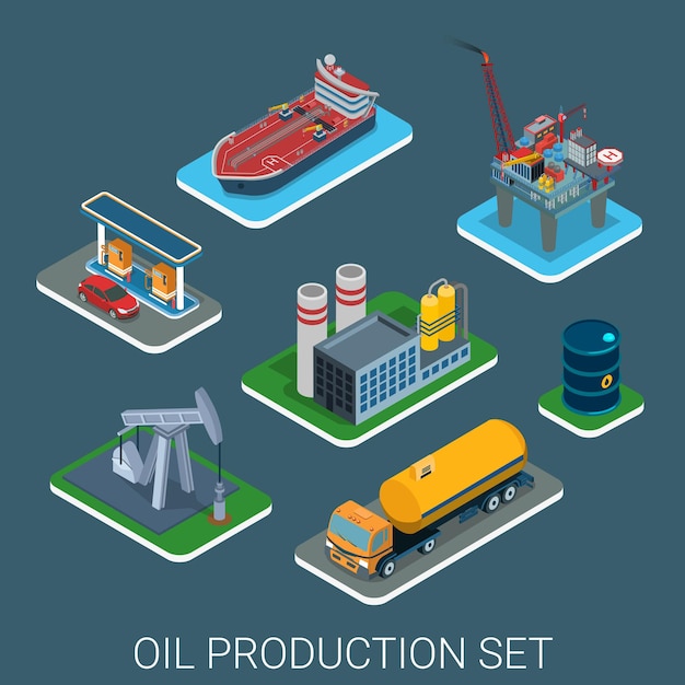 Vector oil gasoline production process cycle flat