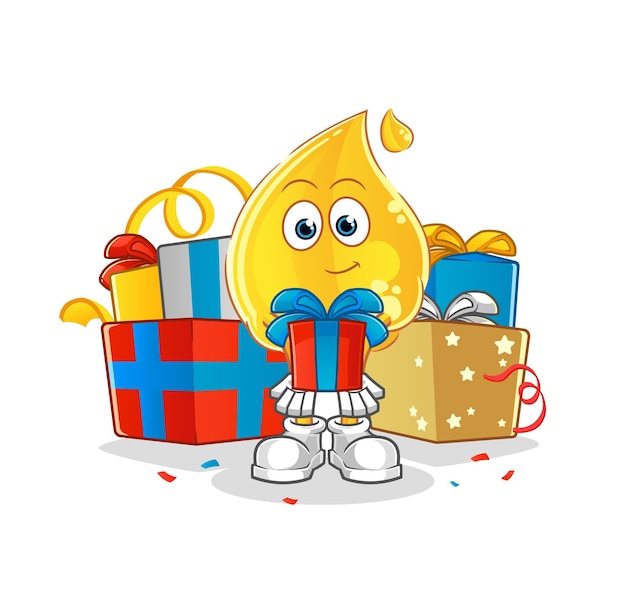 Oil give gifts mascot. cartoon vector