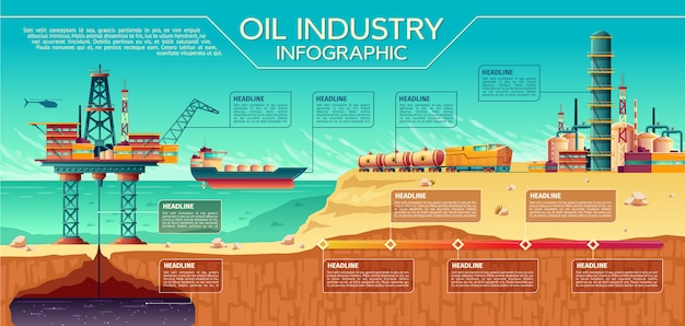 Oil industry business presentation infographics