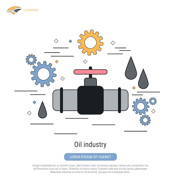 석유 산업 평면 컨투어 스타일 벡터 개념 그림