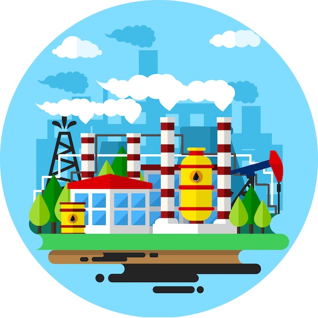 Vector oil industry flat illustration