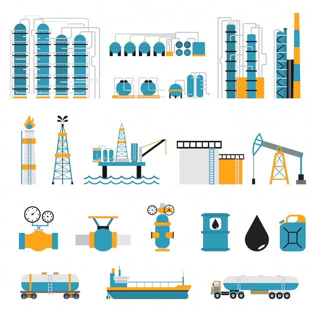 Vector oil industry flat style vector symbols