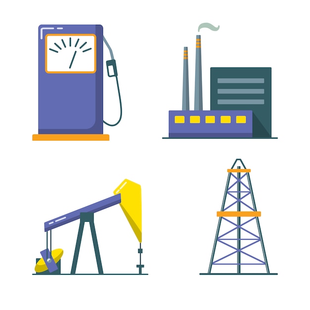 Set di icone di industria petrolifera