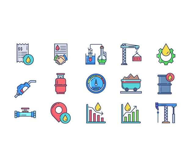 Oil industry and petroleum icon set