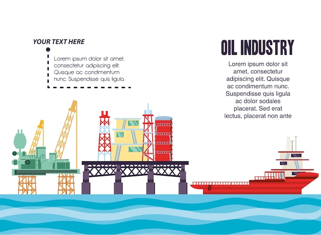 Vettore industria petrolifera con piattaforma marina