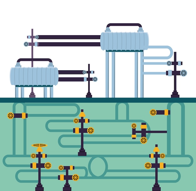 Vector oil industry with pipeline structure