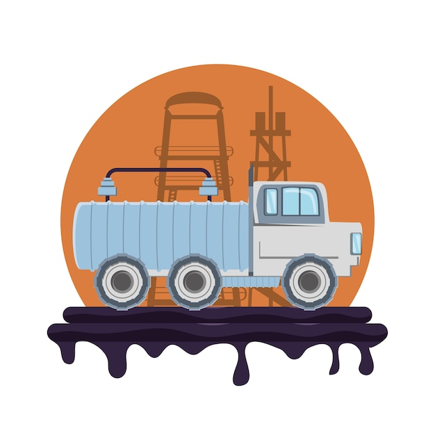 Vector oil industry with transport truck