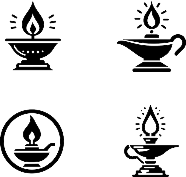 oil lamp icon vector 3