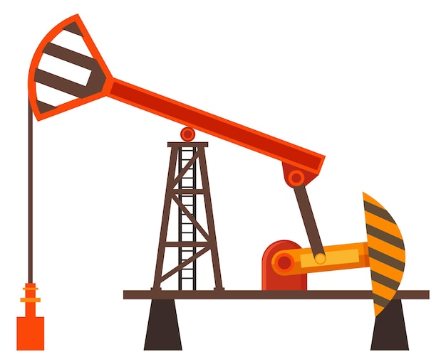 Vettore icona del fumetto della miniera di petrolio piattaforma di raffineria petrolchimica isolata su sfondo bianco