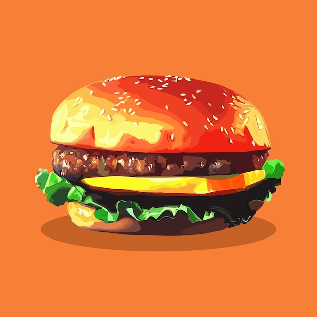 ハンバーガーの油絵現実的なベクトル