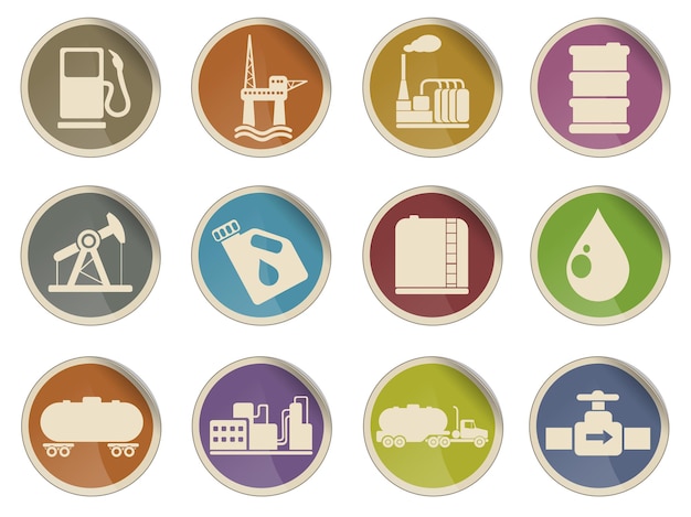 Oil and petrol industry objects icons