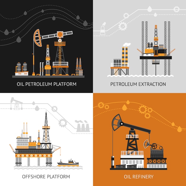 oil petroleum platform set