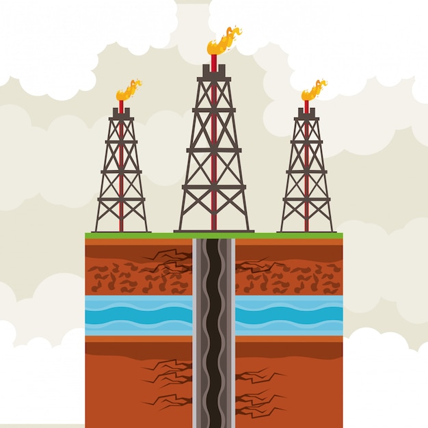 Oil and petroleum pump round icon