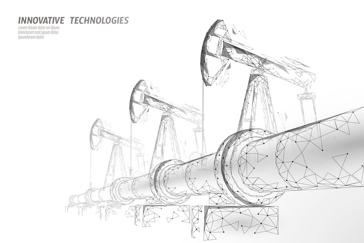 Vector oil pipeline low poly business concept. finance economy polygonal petrol production. petroleum fuel industry transportation line connection dots white illustration