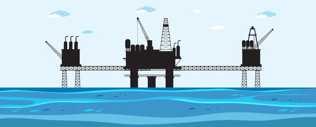 Нефтяная платформа или силуэт нефтяной вышки