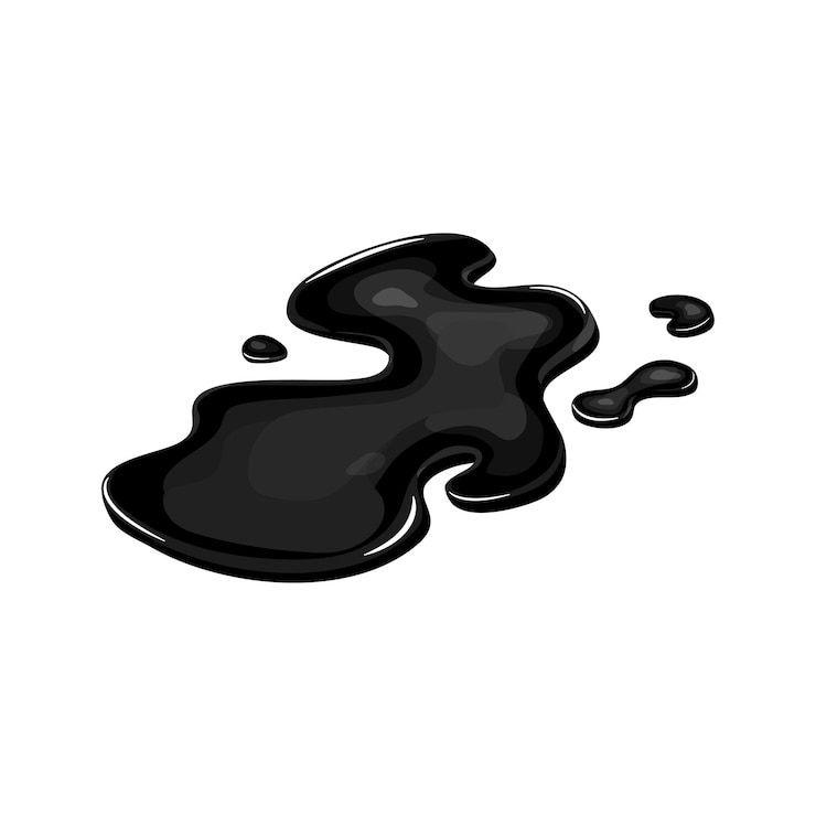 Вектор нефтяная лужа с разливом карикатурного искусства изолирована капля пятна черный газ жидкая форма в векторе