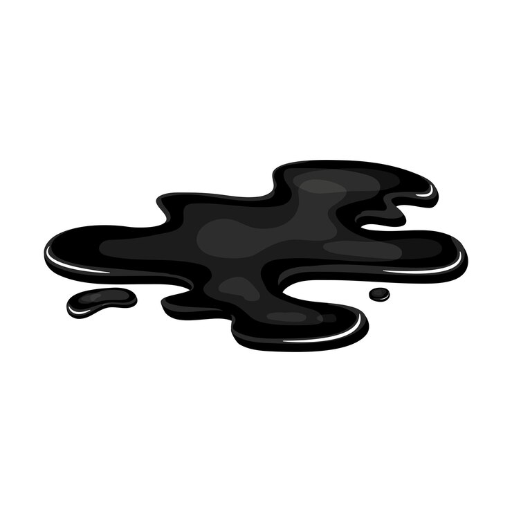 Вектор нефтяная лужа с разливом карикатурного искусства изолирована капля пятна черный газ жидкая форма в векторе
