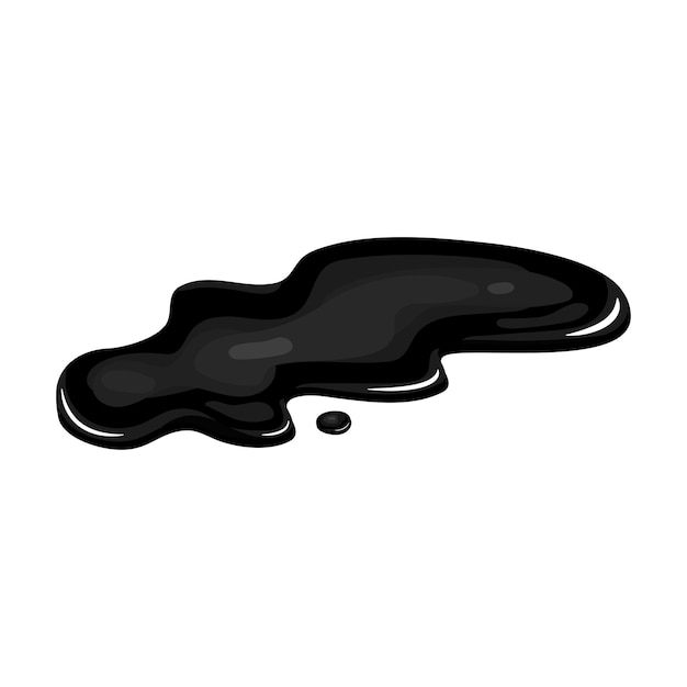Oil puddle slick spill cartoon art isolated drop stain black gas lequid shape in vector