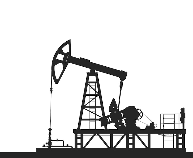 Oil pump silhouette isolated on white background. detailed vector illustration.