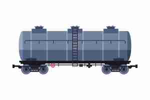 Vector oil rail tank gasoline and petroleum production and transportation industry flat style vector illustration on white background