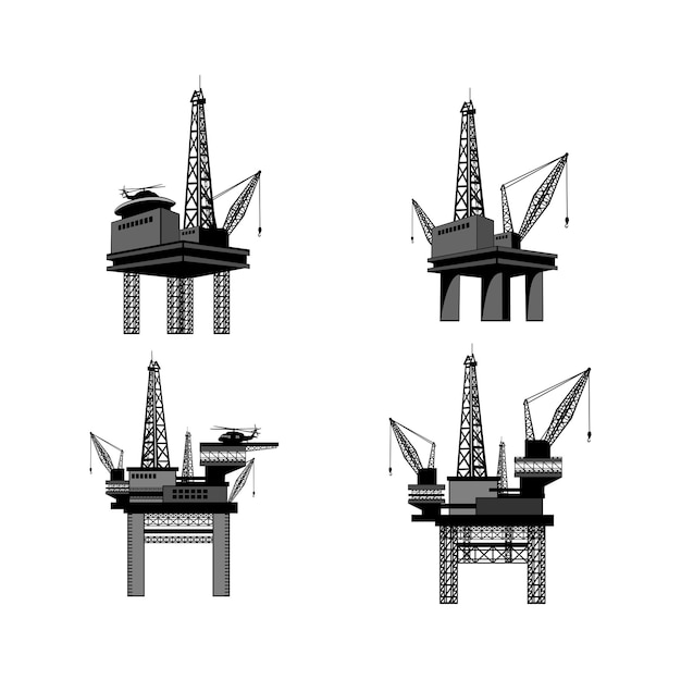 oil rig drilling platform design illustration