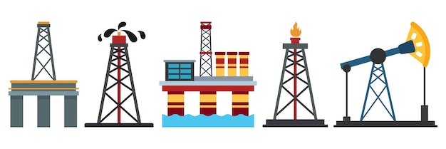 Икона вектора нефтяной установки Нефтяное буровое оборудование Иллюстрация нефтяной промышленности