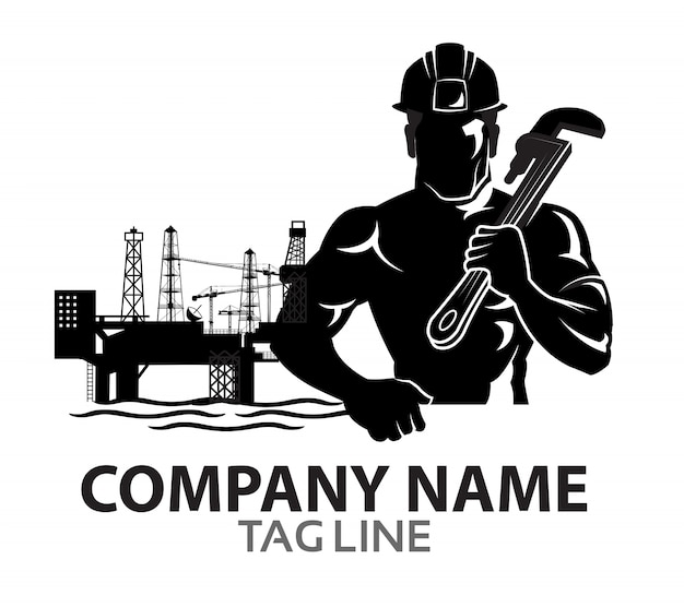 Oil Rig Worker Silhouette Logo