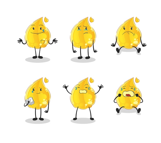 Oil sad group character. cartoon mascot vector