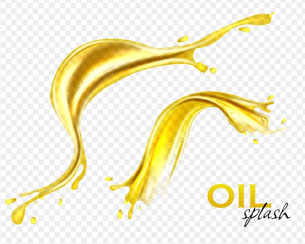 Oil splashing isolated fruit beverage elements for advertising or package design realistic yellow