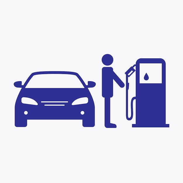 Oil station and car symbol with flat style icon