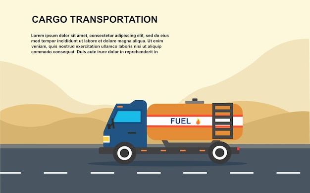 Oil taker Isolated on the desert side view vector illustration