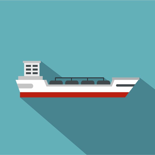 Vector oil tanker ship icon flat illustration of oil tanker ship vector icon for web isolated on baby blue background