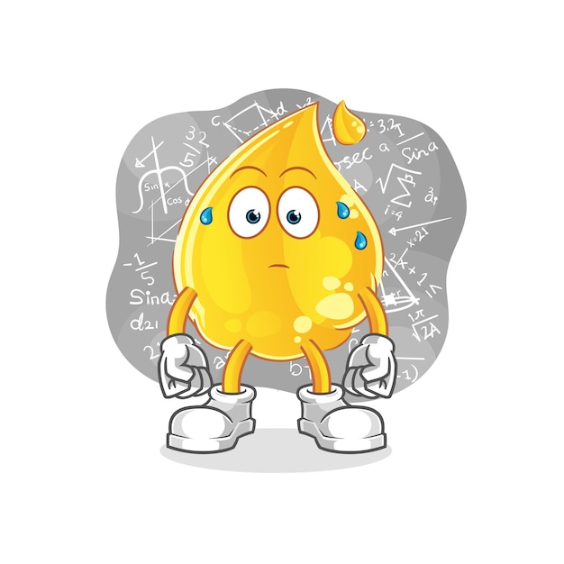 Oil thinking hard vector. cartoon character