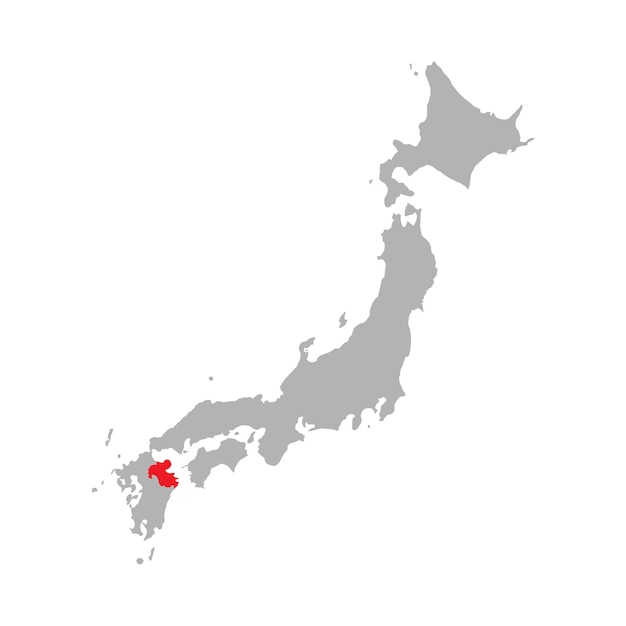Oita prefectuur gemarkeerd op de kaart van Japan