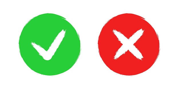 Ok and Cancel vintage buttons Red and green round icons