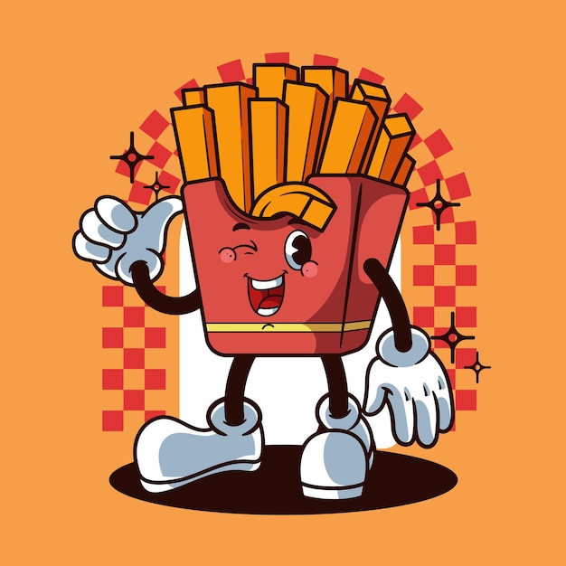 ok fries character illustration vintage and retro style