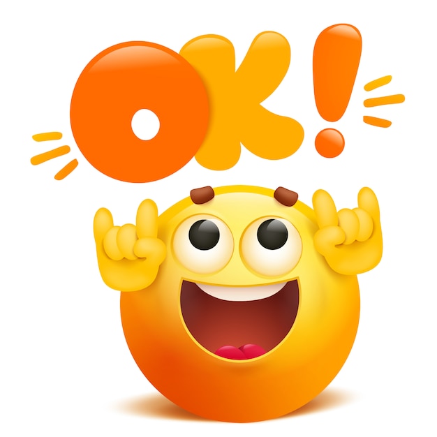 Vector ok geel emoticon stripfiguur grappig cartoon