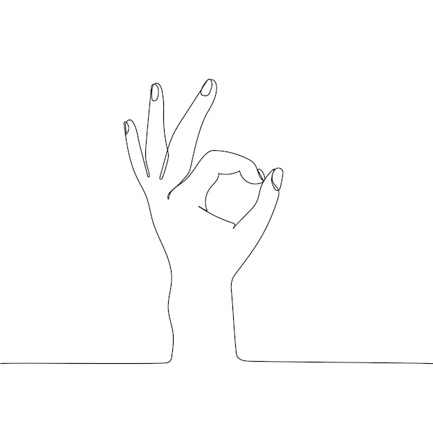 OK hand gesture Continuous line drawing.Human hand showing okay hand gesture.Vector illustration