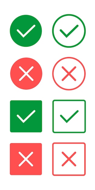 Vector ok not ok accepted rejected approved rejected yes no correct false correct false icons set