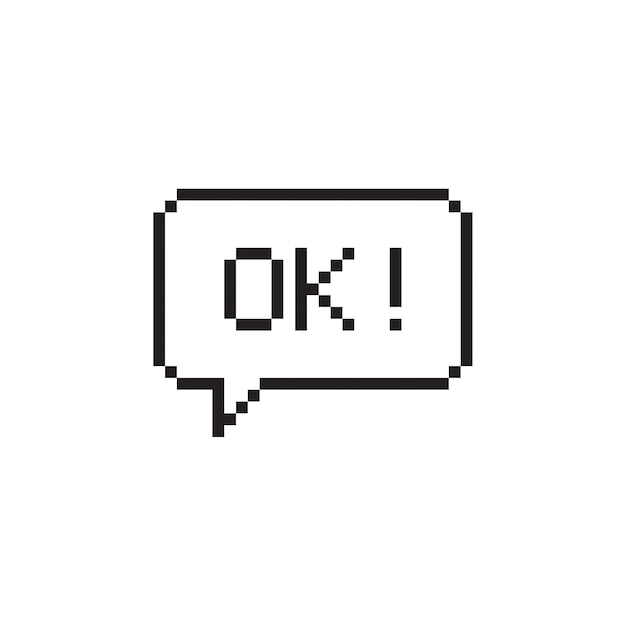 Ok pixel art lettering typography in speech bubble