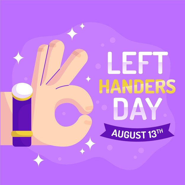 Ok sign left handers day flat design