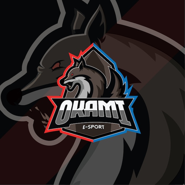 Vettore okami esport logo modello