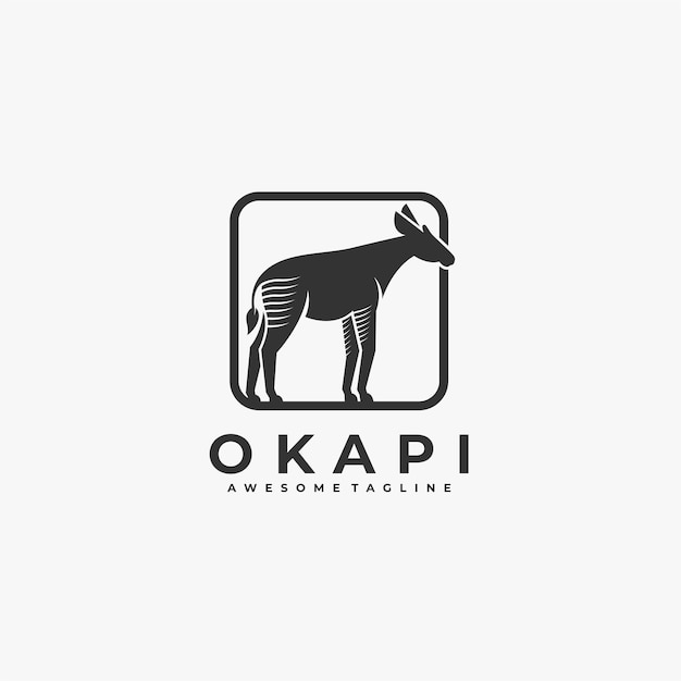 Okapi With Box Illustration Logo.