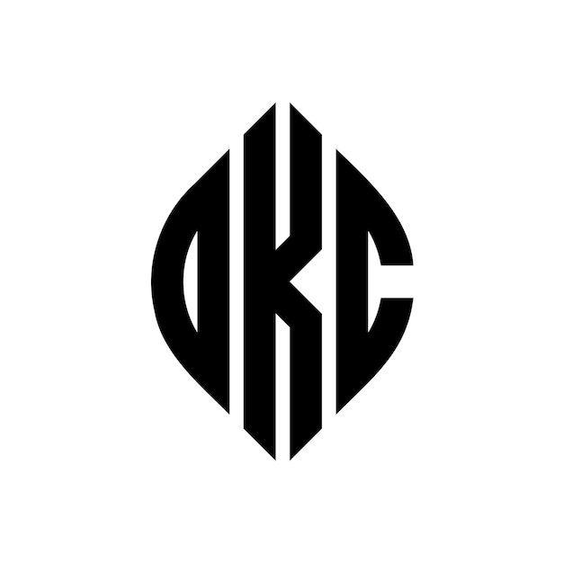 Okc cerchio lettera logo design con forma di cerchio e ellisse okc ellisse lettere con stile tipografico le tre iniziali formano un logo cerchio okc cerchio emblema abstract monogramma lettera mark vettore